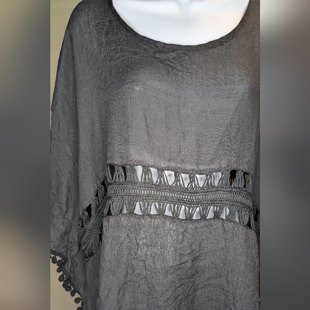 NWT AIMAGE Swim Suit Coverup Poncho Black - Picture 3 of 8